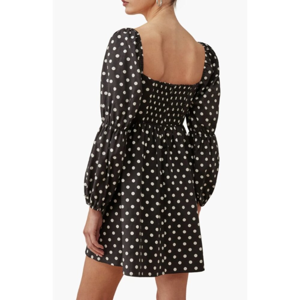 Reformation Michaela Organic Cotton A-Line Long Sleeve Mini Dress - Picture 3 of 8